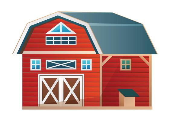 Barn house building illustration. Farm building isolated on white background