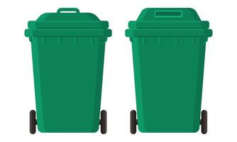 Clean Green Trash Can. Garbage Collection. vector