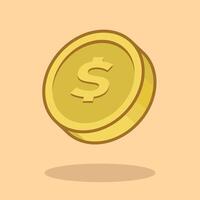 Cartoon illustration Coin. Coin. Gold coin illustration and icon for print and digital design vector