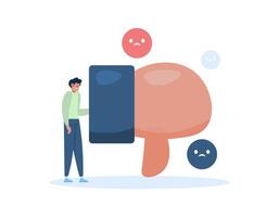 illustration of person with thumbs down. dislike concept. review, rating, feedback, rate, assessment. The customer gives a thumbs down because he is dissatisfied. illustration concept design. graphic vector