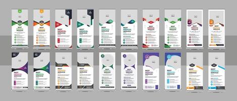 Professional health care and medical agency roll up design set, standee banner template, Minimal x Banner, Pull up banner, Modern medical roll up banner vector