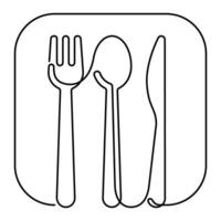 spoon fork and table knife one line icon vector