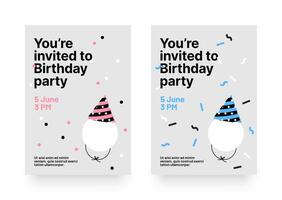 Birthday party invitations with place for your photo, party hats, and festive backgrounds. Design for flyer, poster, cover, brochure or banner. vector