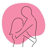 Sketch minimal couple in love drawing line art couple lovely drawn together line love concept with white ioslated background. Abstract,illustration. vector