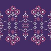 tradicional étnico motivos ikat geométrico tela modelo cruzar puntada.ikat bordado étnico oriental píxel púrpura Violeta antecedentes. resumen, ilustración. textura,bufanda,decoración,papel tapiz. vector