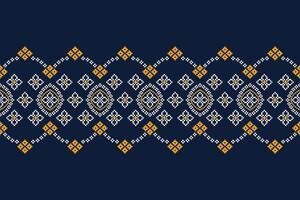 tradicional étnico motivos ikat geométrico tela modelo cruzar puntada.ikat bordado étnico oriental píxel Armada azul antecedentes. resumen, ilustración. textura, decoración, papel tapiz. vector