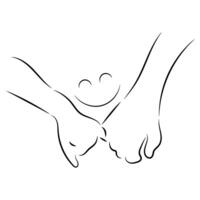 Sketch minimal hold hand drawing line art couple in love drawn hand hold line love concept with white ioslated background. Abstract,illustration. vector