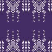 tradicional étnico motivos ikat geométrico tela modelo cruzar puntada.ikat bordado étnico oriental píxel púrpura Violeta antecedentes. resumen, ilustración. textura,bufanda,decoración,papel tapiz. vector