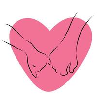 Sketch minimal hold hand drawing line art couple in love drawn hand hold line love concept with white ioslated background. Abstract,illustration. vector