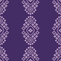 tradicional étnico motivos ikat geométrico tela modelo cruzar puntada.ikat bordado étnico oriental píxel púrpura Violeta antecedentes. resumen, ilustración. textura,bufanda,decoración,papel tapiz. vector