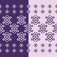 Traditional ethnic motifs ikat geometric fabric pattern cross stitch.Ikat embroidery Ethnic oriental Pixel purple violet background. Abstract,illustration. Texture,scarf,decoration,wallpaper. vector