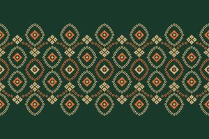 tradicional étnico motivos ikat geométrico tela modelo cruzar puntada.ikat bordado étnico oriental píxel verde antecedentes. resumen, ilustración. textura, decoración, papel tapiz. vector