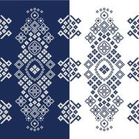 tradicional étnico motivos ikat geométrico tela modelo cruzar puntada.ikat bordado étnico oriental píxel Armada azul antecedentes. resumen, ilustración. textura, decoración, papel tapiz. vector