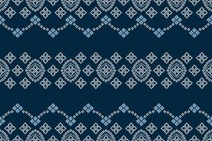 tradicional étnico motivos ikat geométrico tela modelo cruzar puntada.ikat bordado étnico oriental píxel azul antecedentes. resumen, ilustración. textura, decoración, papel tapiz. vector