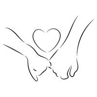 Sketch minimal hold hand drawing line art couple in love drawn hand hold line love concept with white ioslated background. Abstract,illustration. vector