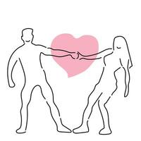 Sketch love concept minimal couple in love drawing line art couple lovely drawn together line love concept with white ioslated background. Abstract,illustration. vector