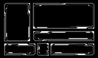 Hud frames white grey user interface elements design modern technology futuristic control panel screen digital hologram window gaming menu touching cyber monitor set on black background vector