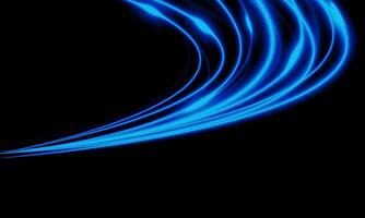 Abstract blue light fast speed curve dynomic motion on black background vector