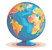 illustration of a bright globe planet earth globe on a white background. concept school geography travel vector