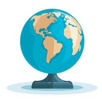 illustration of a simple flat style globe planet earth globe on a white background. concept school geography travel vector