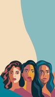 vertical banner for International Women's Day, women of different cultures and nationalities. The concept of the movement for gender equality - empowerment of women vector