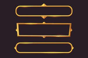 Set Golden fantasy frame menu, game inrerface panel isolated on dark background. Medieval border shiny golden decoration arch, circle. vector