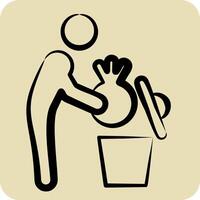 Icon Garbage. related to Delete symbol. hand drawn style. simple design illustration vector