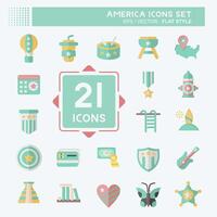 Icon Set America. related to Holiday symbol. flat style. simple design illustration vector