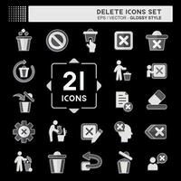 Icon Set Delete. related to Delete Button symbol. glossy style. simple design illustration vector