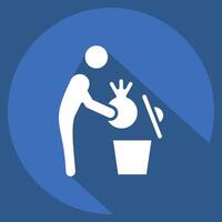 Icon Garbage. related to Delete symbol. long shadow style. simple design illustration vector
