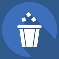 Icon Bin. related to Delete symbol. long shadow style. simple design illustration vector