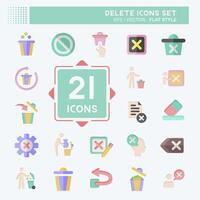 Icon Set Delete. related to Delete Button symbol. flat style. simple design illustration vector