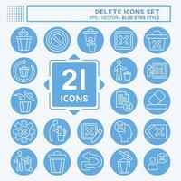 Icon Set Delete. related to Delete Button symbol. blue eyes style. simple design illustration vector