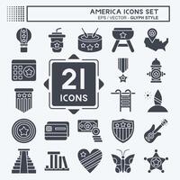 icono conjunto America. relacionado a fiesta símbolo. glifo estilo. sencillo diseño ilustración vector