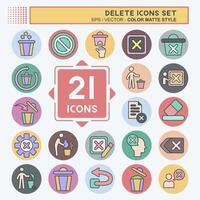 Icon Set Delete. related to Delete Button symbol. color mate style. simple design illustration vector