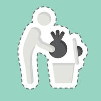 Sticker line cut Garbage. related to Delete symbol. simple design illustration vector