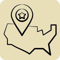 Icon America Map. related to America symbol. hand drawn style. simple design illustration vector