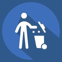 Icon Throw. related to Delete symbol. long shadow style. simple design illustration vector