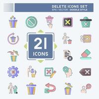 Icon Set Delete. related to Delete Button symbol. doodle style. simple design illustration vector