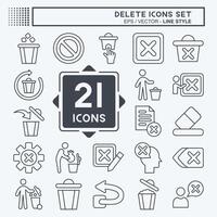 Icon Set Delete. related to Delete Button symbol. line style. simple design illustration vector