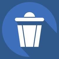 Icon Trash. related to Delete symbol. long shadow style. simple design illustration vector