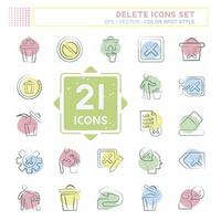 Icon Set Delete. related to Delete Button symbol. Color Spot Style. simple design illustration vector