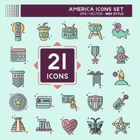 Icon Set America. related to Holiday symbol. MBE style. simple design illustration vector