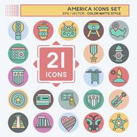 Icon Set America. related to Holiday symbol. color mate style. simple design illustration vector