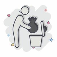 Icon Garbage. related to Delete symbol. comic style. simple design illustration vector