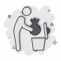 icono basura. relacionado a Eliminar símbolo. cómic estilo. sencillo diseño ilustración vector