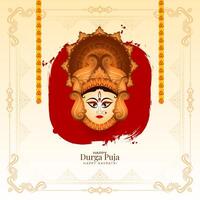 Religious Durga Puja and Happy navratri festival background with goddess face design vector