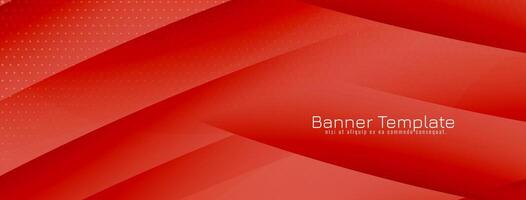 Modern red color wave style banner template vector
