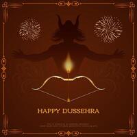 Happy Dussehra festival Ravana killing background design vector
