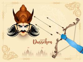 Happy Dussehra mythological festival greeting background design vector